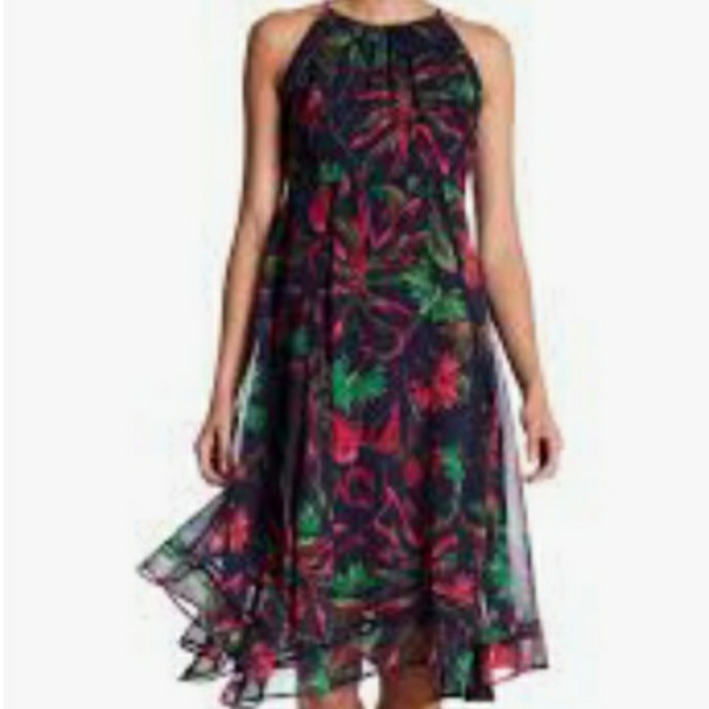 Just....Taylor Floral A-Line Halter Neckline Dress